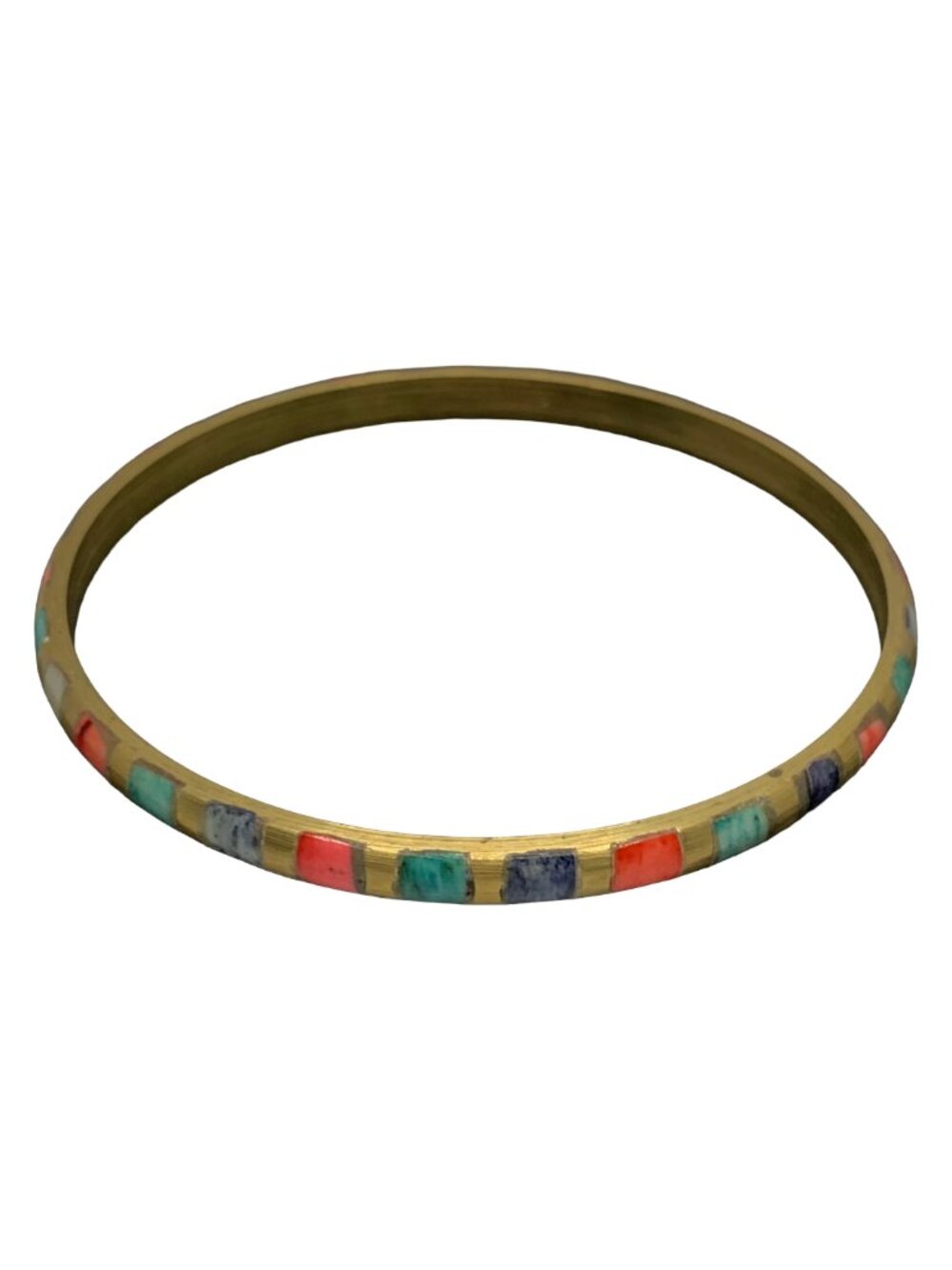 NWOT TEN THOUSAND VILLAGES Brass & Bone Multicolored Bangle Bracelet Fair Trade - Picture 3 of 3